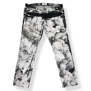 Golden Denim Jeans Men 40x32 Black Stacked Denim Bleached Distressed Skinny